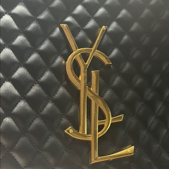 Copy Yves Saint Laurent Black Quilted Tote with Gold Logo - Picture 3 of 3